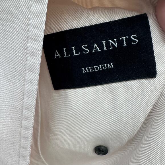 Allsaints Cream Lia Mac Trench Coat Duster Womens M Button Front Double Breasted - Picture 12 of 14